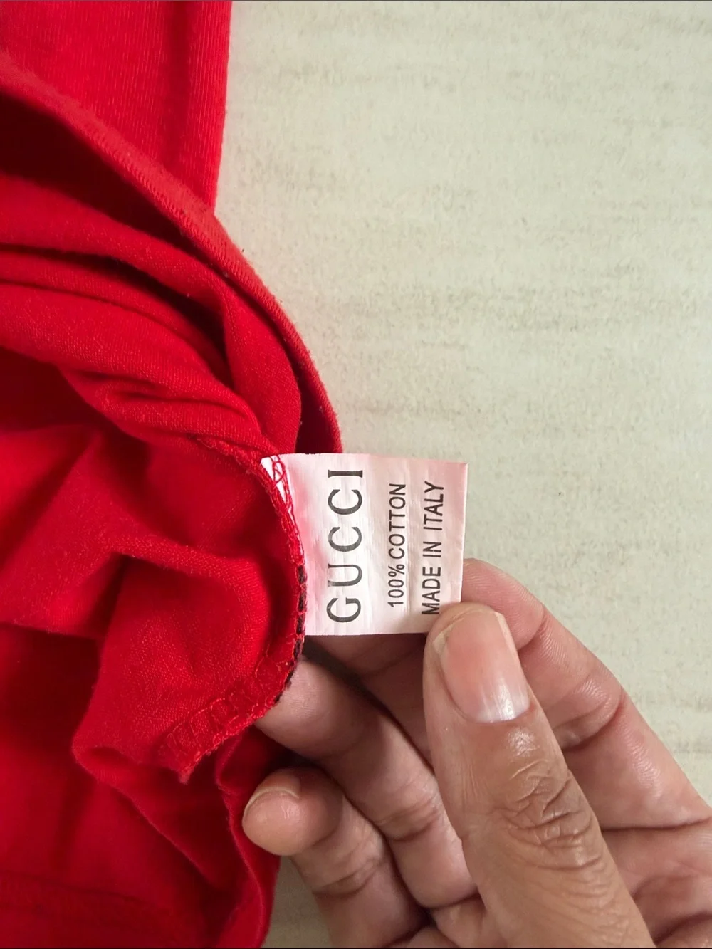 Gucci Red Short-Sleeve Tee with Green Logo Crest